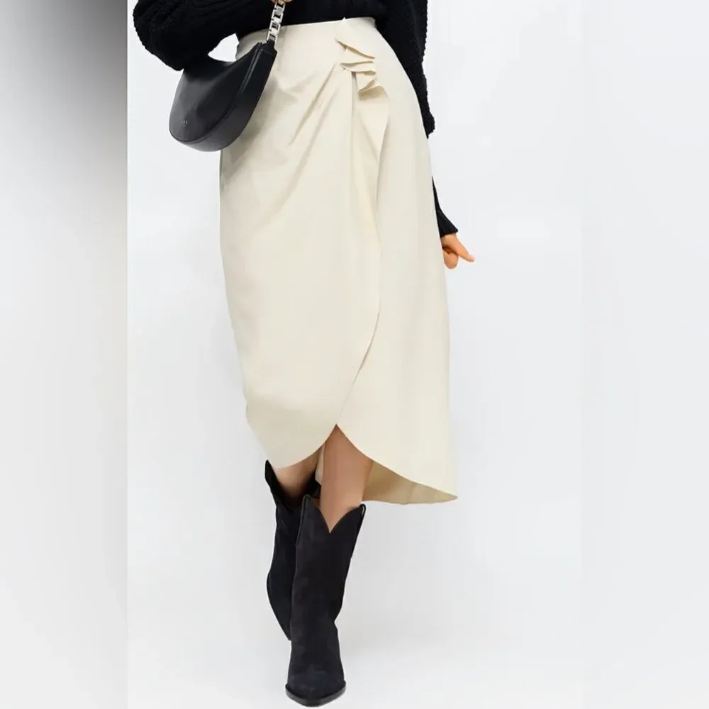 Iro Minilya Draped High-Waist Skirt NWT Size 36=size XS